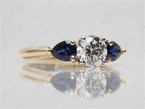 Gold 0.75 Round cut Gemstone Engagement Ring