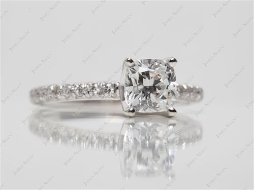 White Gold 0.91 Cushion cut Pave Diamond Ring