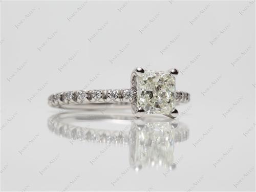 Platinum 0.94 Radiant cut Engagement Rings Pave