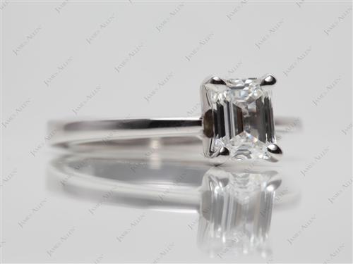 White Gold 0.92 Emerald cut Diamond Engagement Solitaire Rings