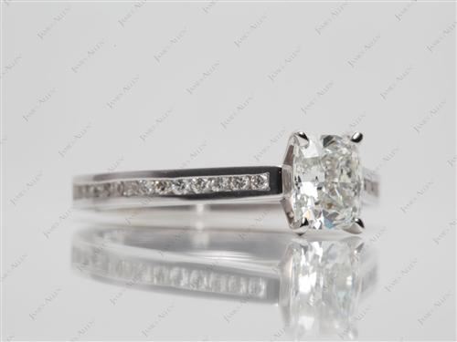 White Gold 1.00 Cushion cut Diamond Channel Ring