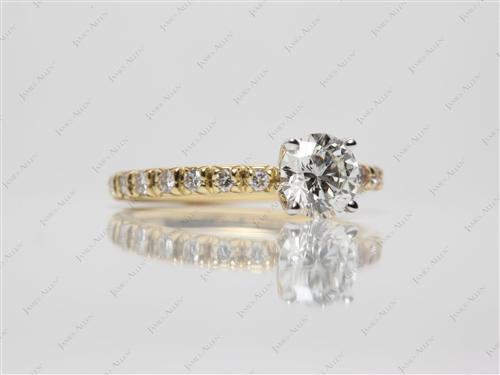 Gold 0.76 Round cut Engagement Rings Pave