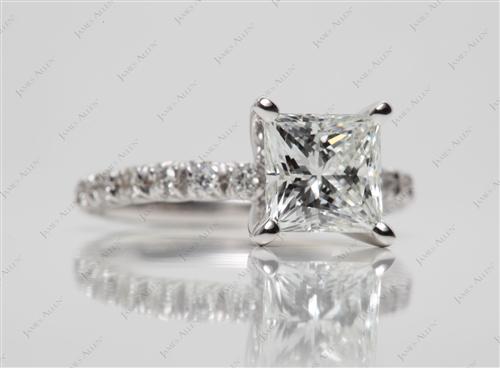 White Gold 1.63 Princess cut Diamond Pave Rings