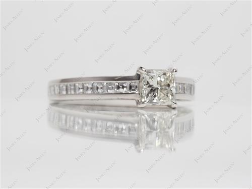 Platinum 0.60 Princess cut Channel Setting Engagement Rings