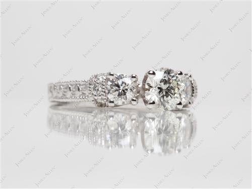 White Gold 0.61 Round cut Engagement Rings