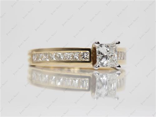 Gold 0.52 Princess cut Channel Set Engagement Rings