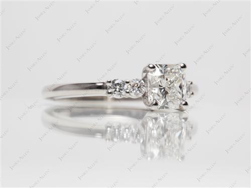 Platinum 1.01 Radiant cut Princess Cut Engagement Rings With Side Stones
