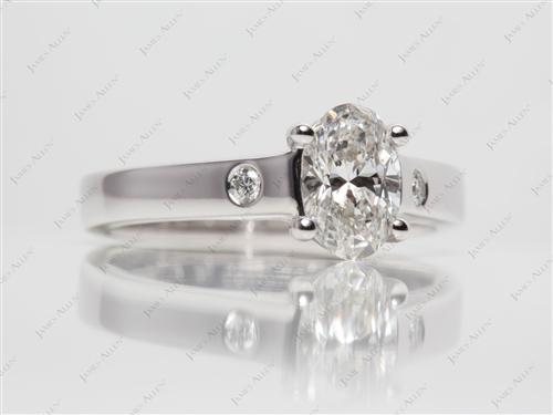 White Gold 1.05 Oval cut Engagement Rings