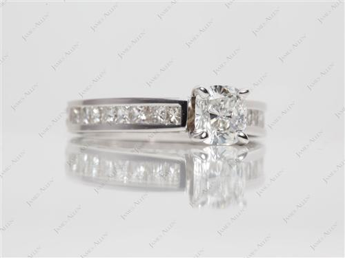 White Gold 0.81 Cushion cut Channel Setting Ring