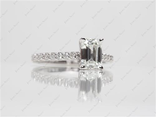 White Gold 1.13 Emerald cut Engagement Ring
