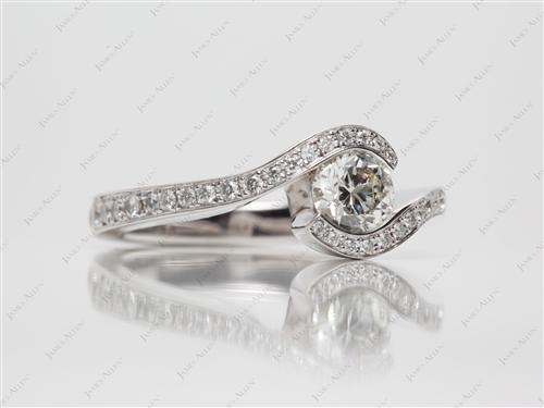 White Gold 0.61 Round cut Pave Engagement Ring