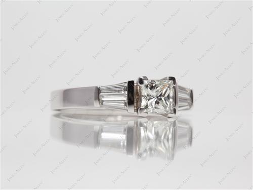 White Gold 0.53 Princess cut Engagement Rings With Sidestones