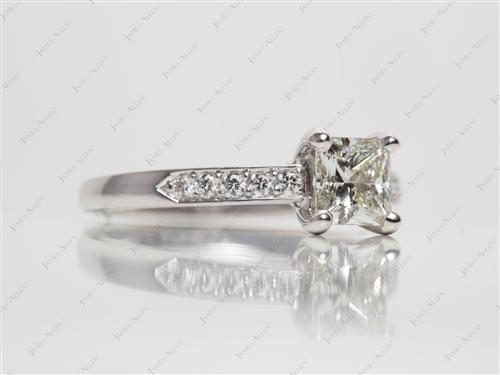 Platinum 1.01 Princess cut Pave Diamond Engagement Rings