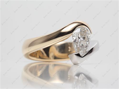 White Gold 1.09 Pear shaped Tension Set Diamond Ring