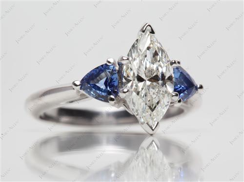 Platinum 1.50 Marquise cut Engagement Rings