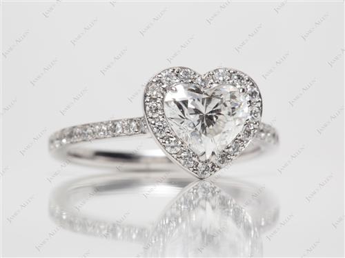 White Gold 1.20 Heart shaped Pave Rings