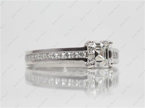 Platinum 1.01 Asscher cut Channel Set Engagement Ring