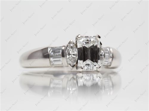 Platinum 1.02 Emerald cut Diamond Ring