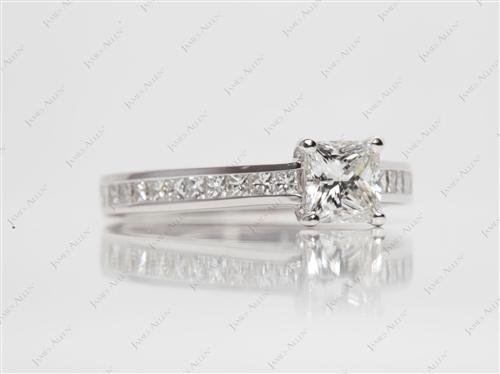 White Gold 0.70 Princess cut Channel Set Diamond Engagement Ring