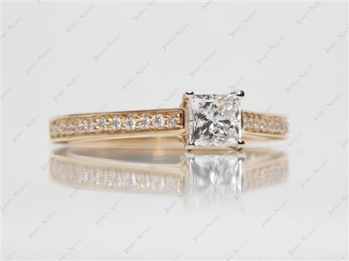 Gold 0.62 Princess cut Wedding Band Sets