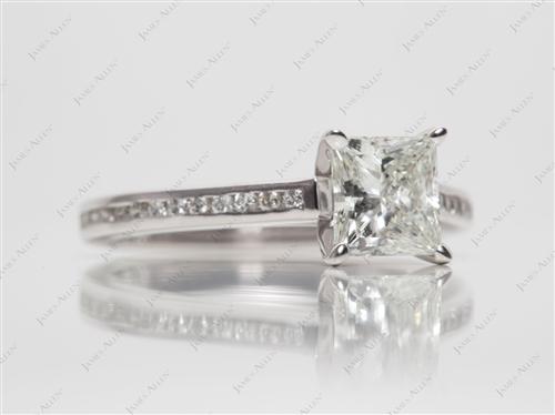 White Gold 1.20 Princess cut Channel Set Diamond Engagement Rings