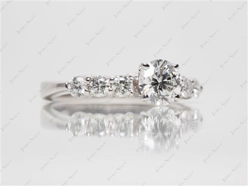 White Gold 0.70 Round cut Engagement Ring Side Stones