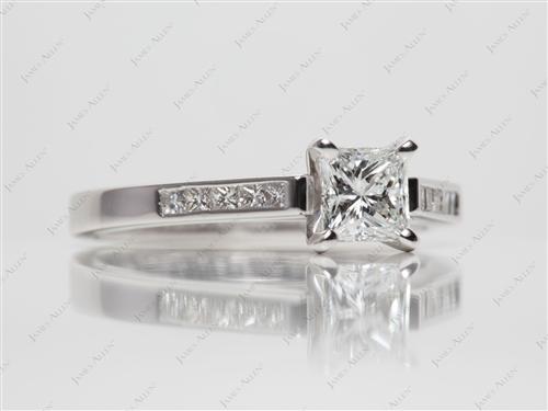White Gold 0.72 Princess cut Channel Set Rings
