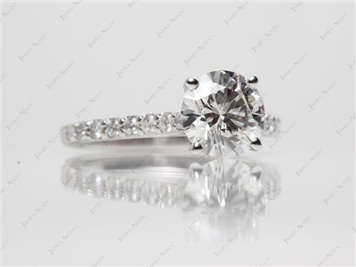 White Gold 1.34 Round cut Engagement Rings With Sidestones