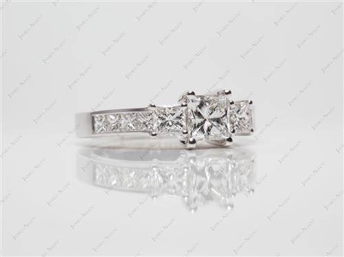 White Gold 0.50 Princess cut Side Stone Engagement Ring