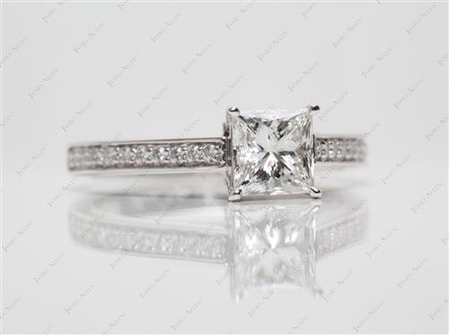 White Gold 1.02 Princess cut Diamond Rings