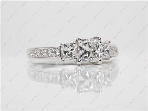 White Gold 0.68 Princess cut Engagement Rings With Side Stones