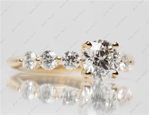 Gold 1.01 Round cut Engagement Ring With Side Stones