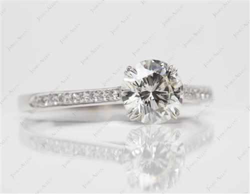 White Gold 1.34 Round cut Pave Setting Rings