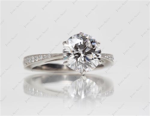 Platinum 1.90 Round cut Pave Diamond Rings