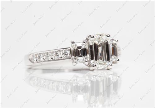White Gold 1.00 Emerald cut Diamond Rings