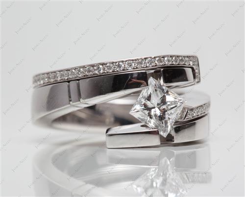 White Gold 1.02 Princess cut Engagement Ring