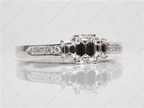 Platinum 0.77 Emerald cut Diamond Rings