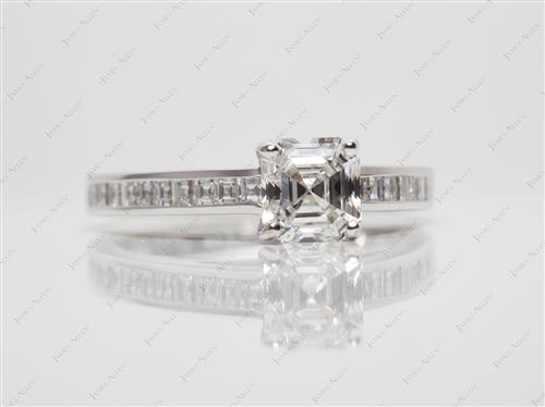 White Gold 1.02 Asscher cut Channel Set Engagement Ring