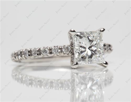 Platinum 1.51 Princess cut Pave Rings