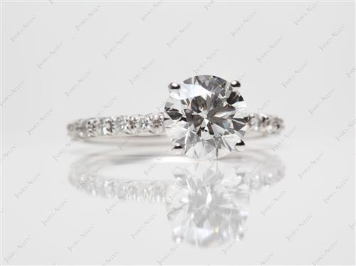 White Gold 1.71 Round cut Pave Setting Rings