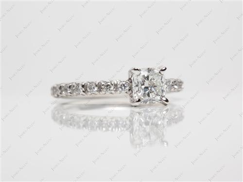 Platinum 0.70 Cushion cut Pave Engagement Ring
