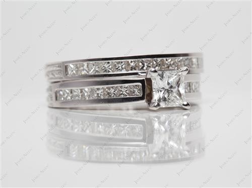 White Gold 0.60 Princess cut Diamond Wedding Rings