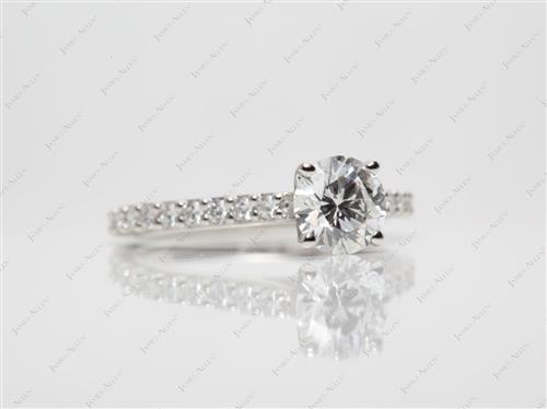 Platinum 0.81 Round cut Engagement Ring With Side Stones