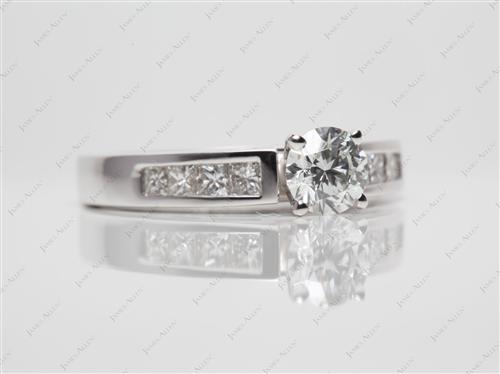 White Gold 0.60 Round cut Engagement Rings Side Stones