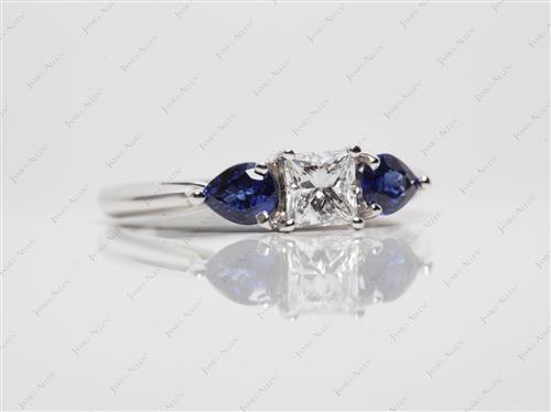 White Gold 0.57 Princess cut Saphire Rings