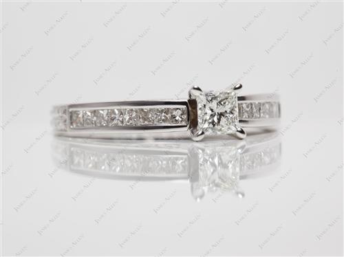 White Gold 0.50 Princess cut Channel Rings