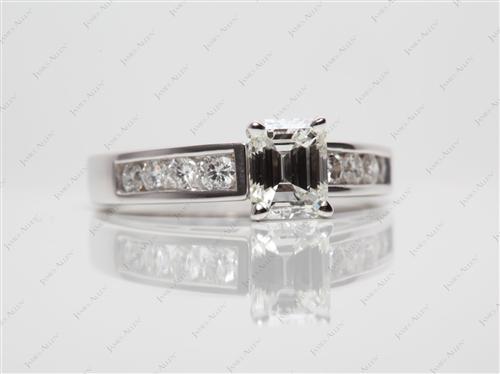 White Gold 0.90 Emerald cut Side Stone Engagement Ring
