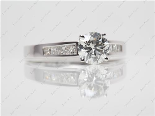 White Gold 1.27 Round cut Engagement Rings With Sidestones