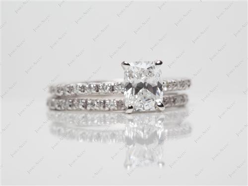White Gold 1.01 Cushion cut Matching Wedding Sets