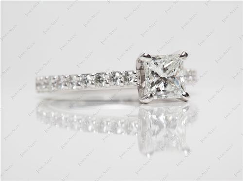 Platinum 1.01 Princess cut Engagement Ring Side Stones